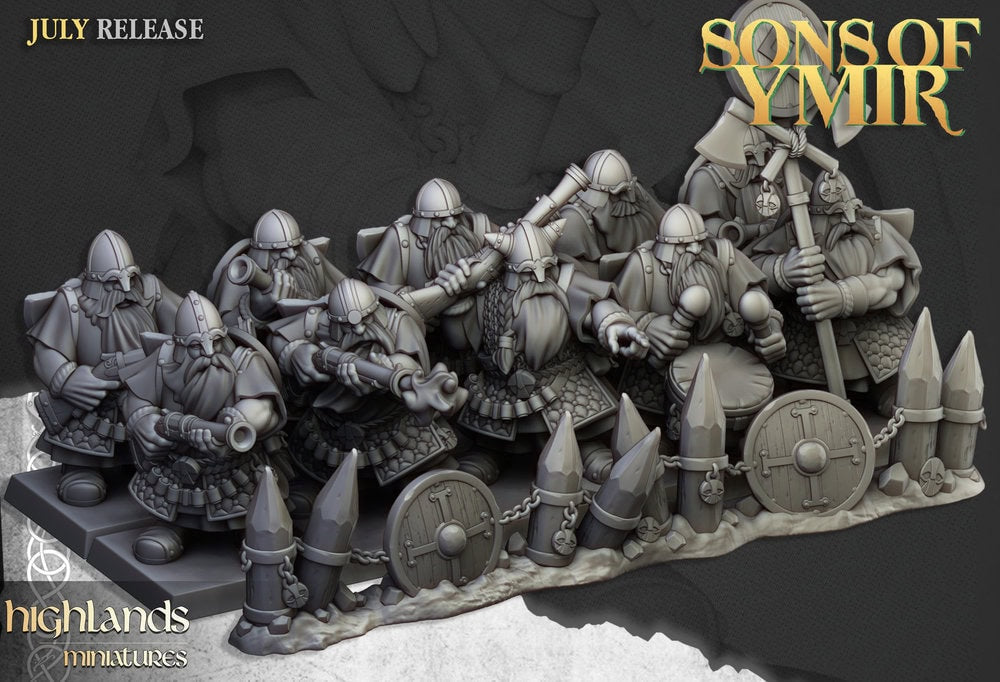 Sons of Ymir dwarf marksmen unit 3d render