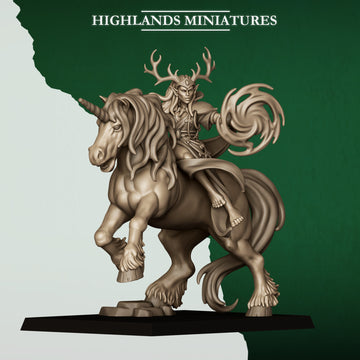 Feral Druid Mounted On Unicorn | Highlands Miniatures