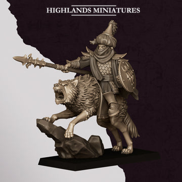 Sons of Marduk Hobgoblin Hero on Wolf | Highlands Miniatures