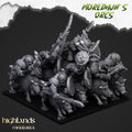 A unit of mounted orcs with spears and shields astride boars 3d render