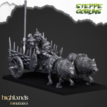 Steppe goblin chariot pulled by a pair of wolves render