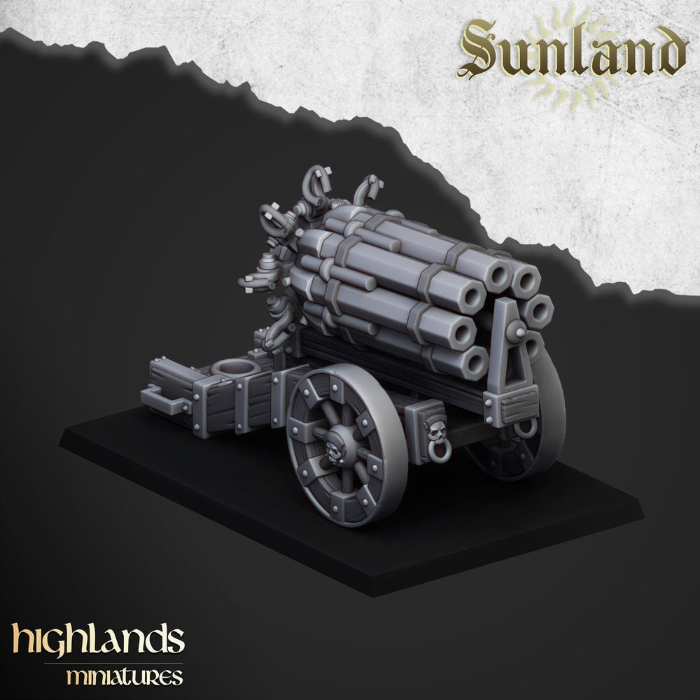 A 3d render of the Sunland volley gun on a base