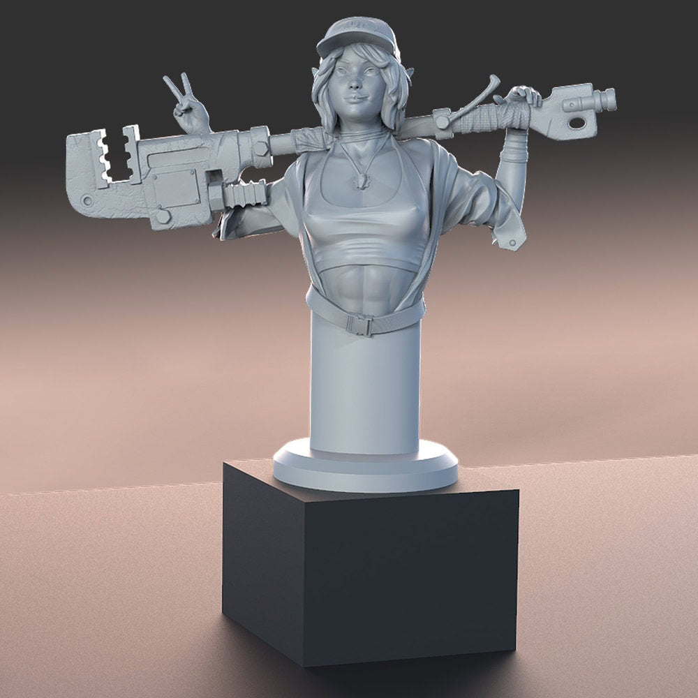 A 3d render of clothed simple bust of Saskia